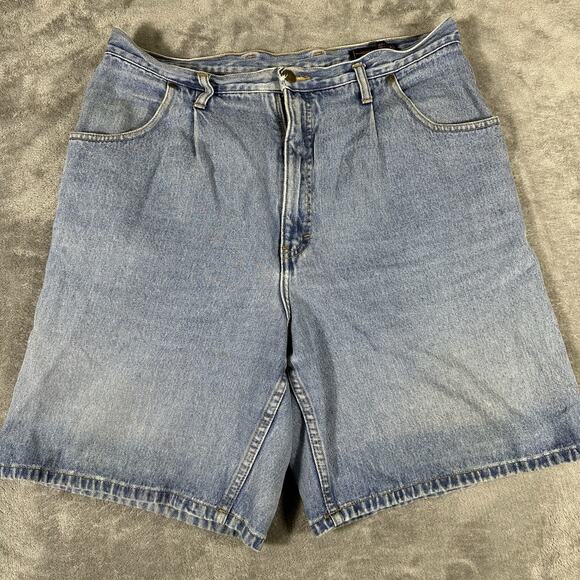 VINTAGE 90s Eddie Bauer Men's 34" Jean Shorts 9" Inseam Denim Medium Wash Skater - Picture 1 of 8